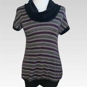 Piper & Blue Black and Purple Striped Top